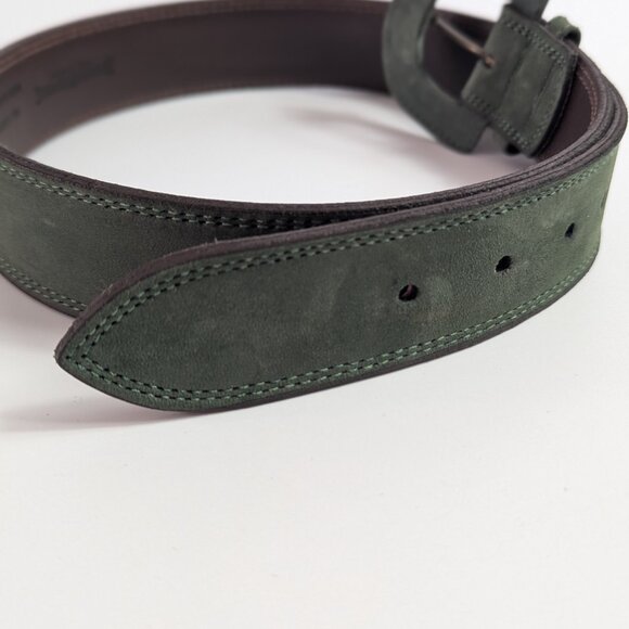 Vtg 80s Banana Republic Safari Travel Green Leather Belt England Made Size 28 - Picture 3 of 8